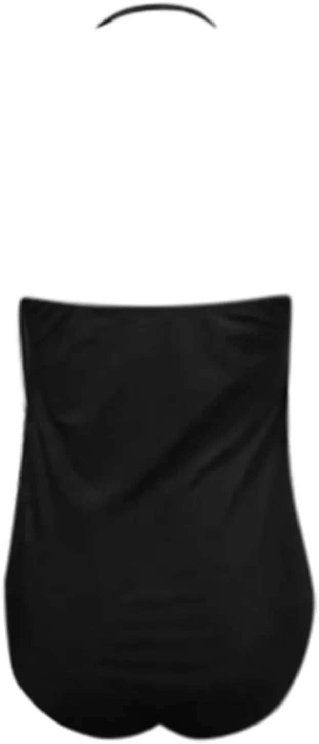 Sexy One Piece Swimsuit for Women Color Block Slimming Swimsuits Halter Push up Bathing Suits Retro Ruched Swimwear