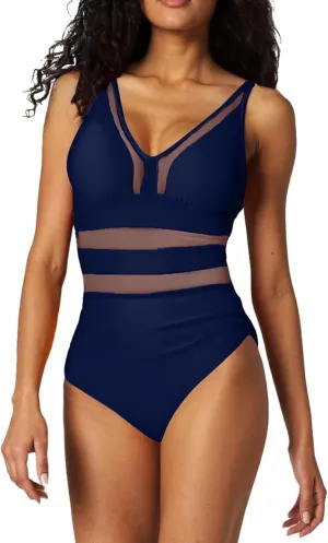 Sexy One Piece Swimsuit for Women Scoop Neck Slimming Bathing Suit High Cut Shapewear Swimsuit Cheeky Swimwear