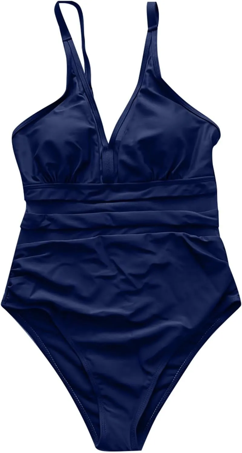 Sexy One Piece Swimsuit for Women Scoop Neck Slimming Bathing Suit High Cut Shapewear Swimsuit Cheeky Swimwear