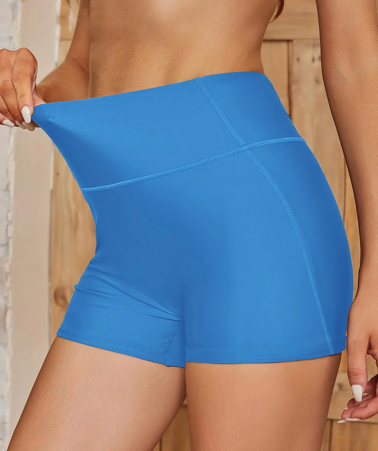 SHEKINI Women's Swim Shorts High Waisted Bathing Suit Bottoms Quick Dry Swimsuit Board Shorts