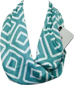 Shop Women's Infinity Scarf with Zipper Pocket, Geometric Pattern