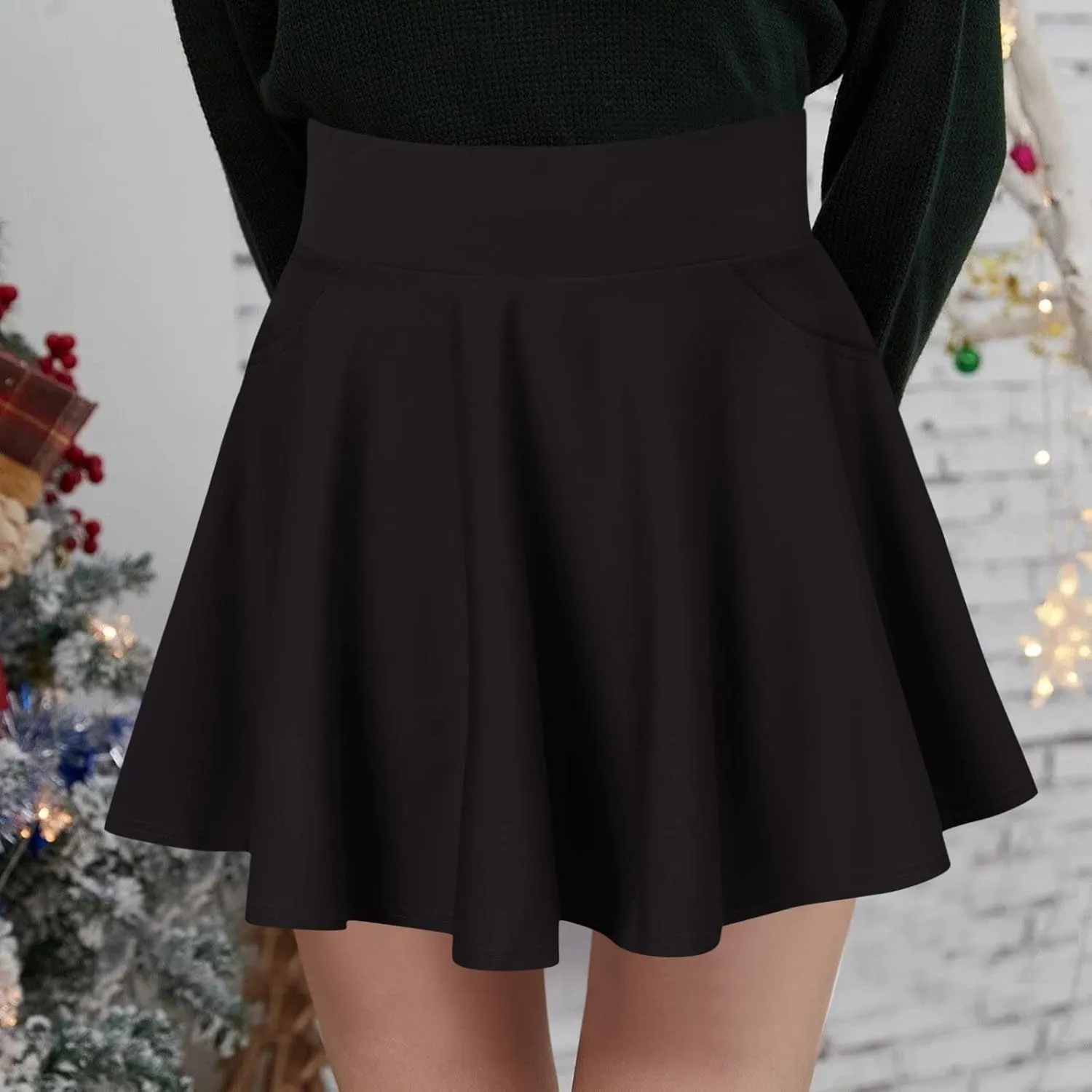 Skirts for Women Summer Fashion Casual Short Style Solid Half Skirt Glare Sun Skirt Pleated Pocket Skirt Mini