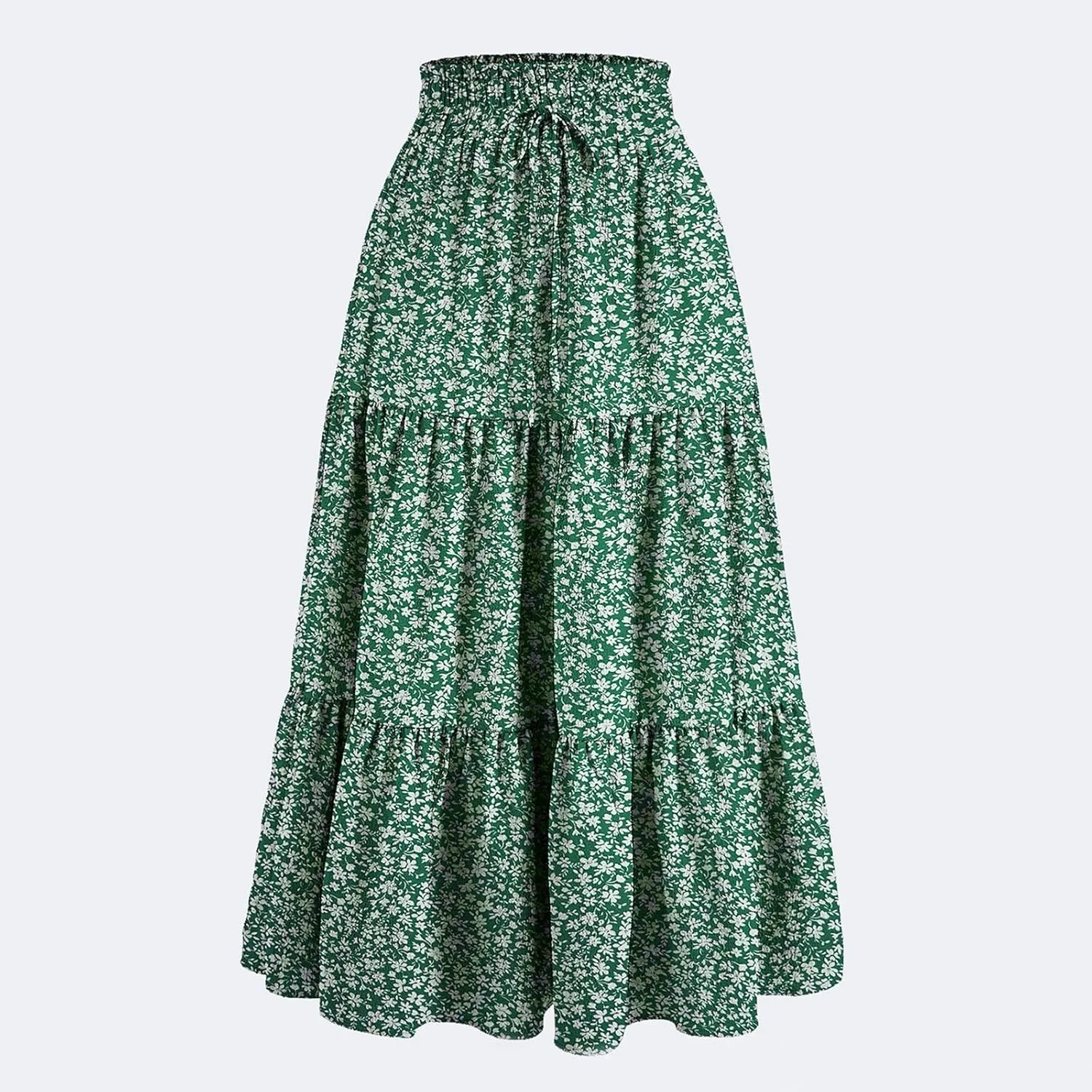 Skirts for Women Summer Flowy Tiered Elastic High Waisted Skirt Vacation A-Line Swing Long Floral Midi Skirts