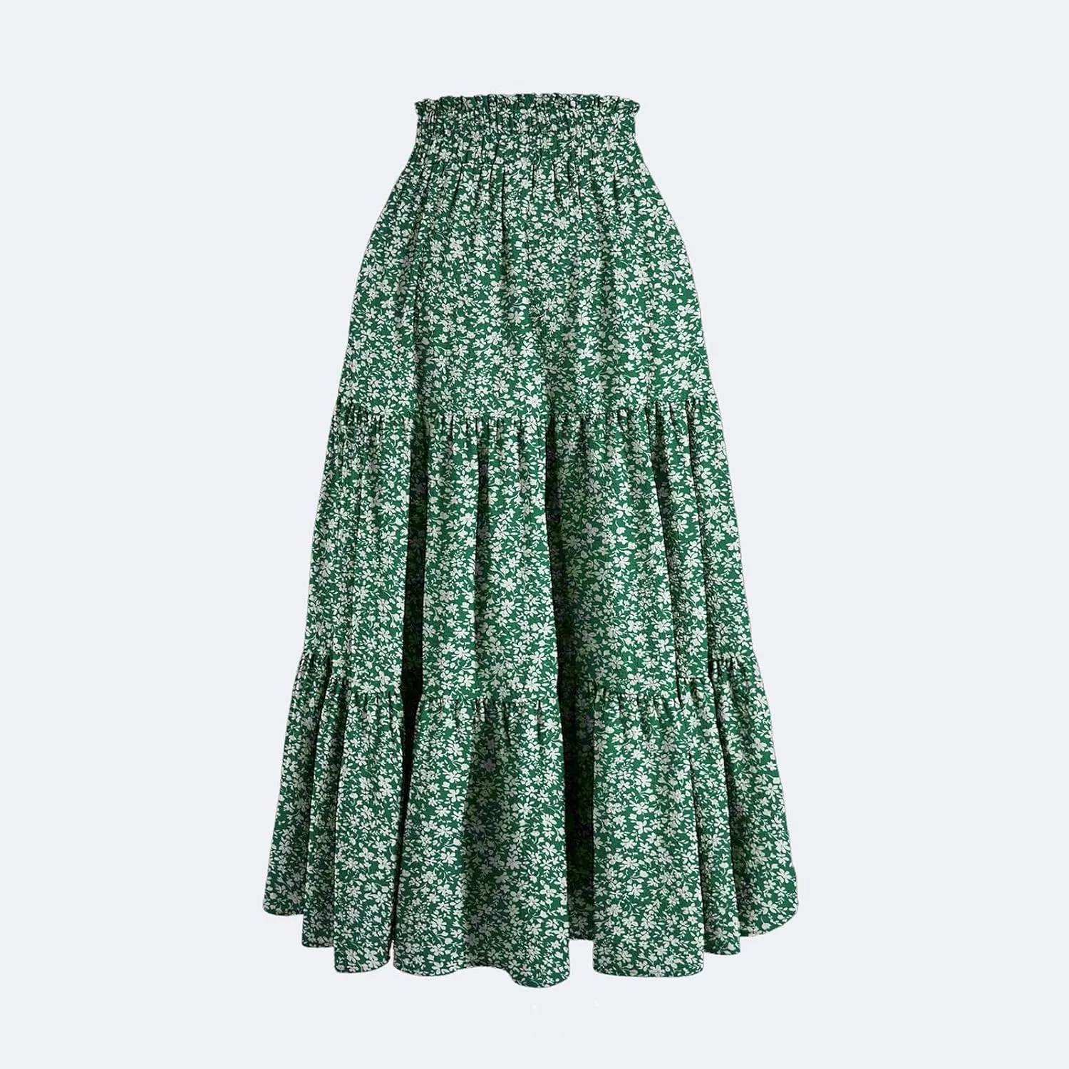 Skirts for Women Summer Flowy Tiered Elastic High Waisted Skirt Vacation A-Line Swing Long Floral Midi Skirts