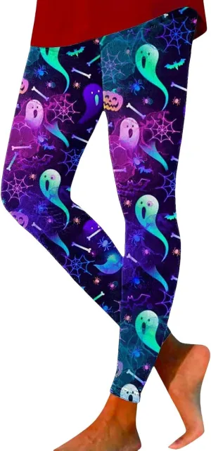 Slim Fitness Running Halloween Legging Women's Autumn Winter Halloween Blood Printed Warm Holiday Bottoms Casual