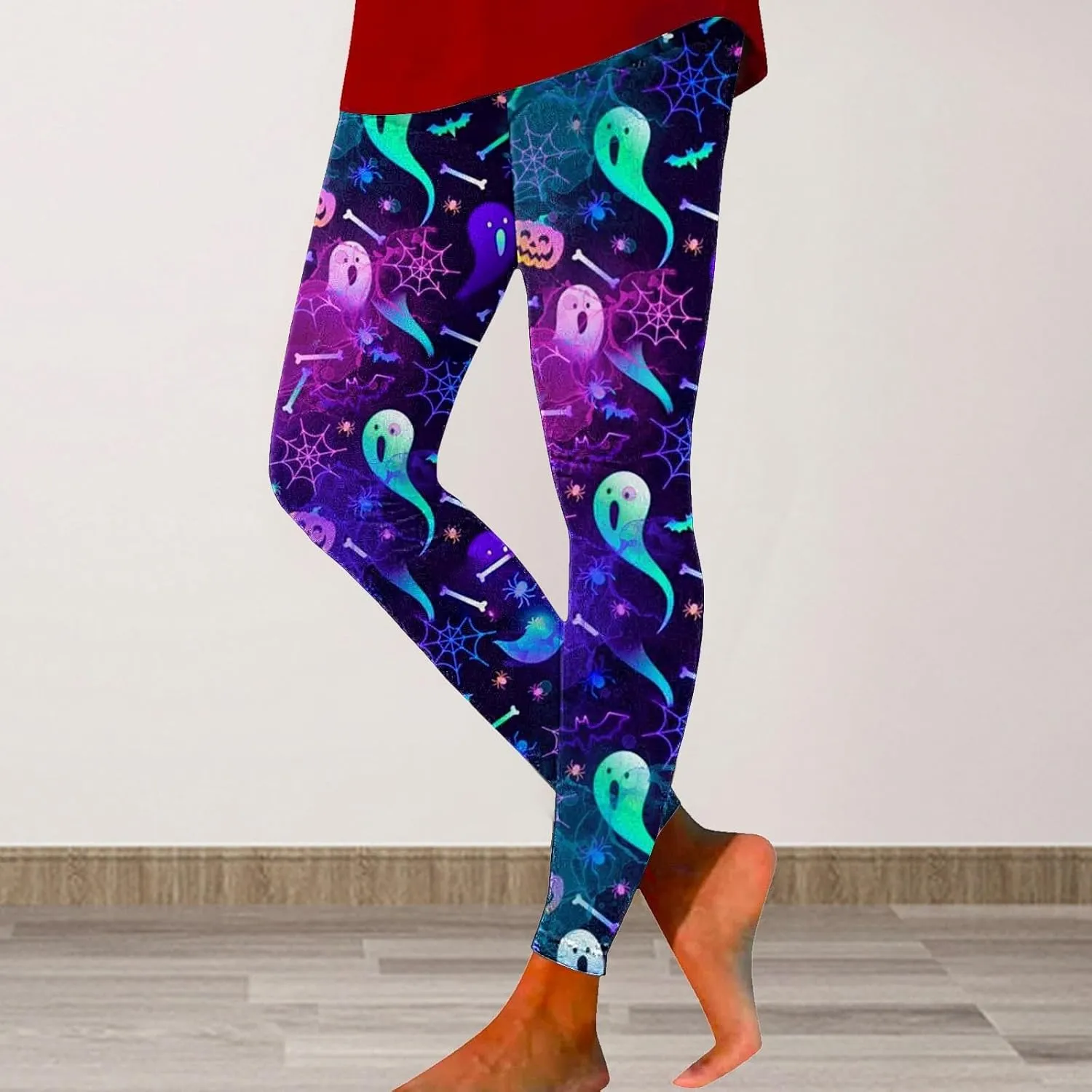 Slim Fitness Running Halloween Legging Women's Autumn Winter Halloween Blood Printed Warm Holiday Bottoms Casual