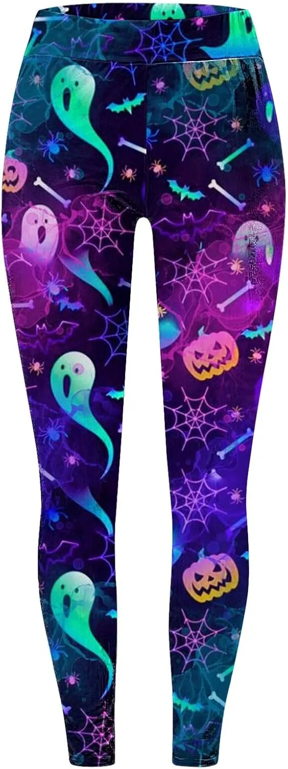 Slim Fitness Running Halloween Legging Women's Autumn Winter Halloween Blood Printed Warm Holiday Bottoms Casual