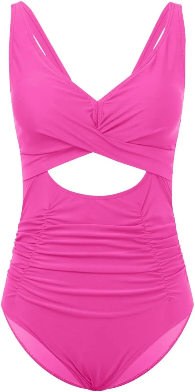 Slimming Swimsuits for Women Strapless Swimsuits Push up Bathing Suit Retro Ruched Vintage Padded Swimwear