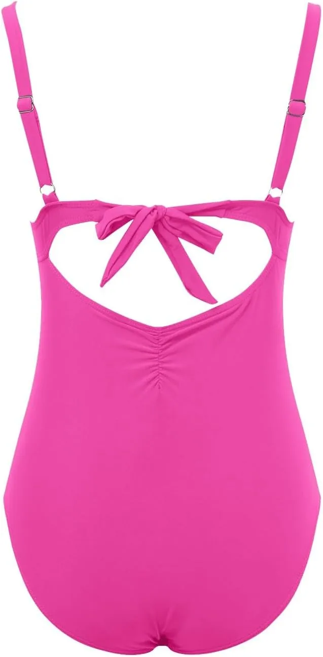 Slimming Swimsuits for Women Strapless Swimsuits Push up Bathing Suit Retro Ruched Vintage Padded Swimwear