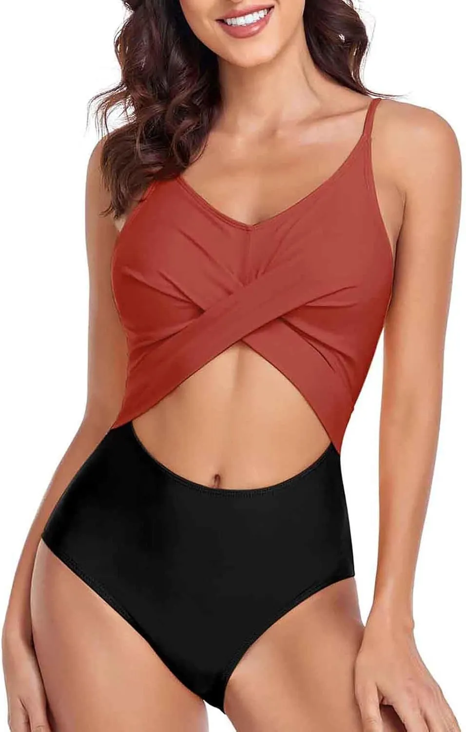 SMIDOW Women One Piece Swimsuit Modest Swimdress High Waisted Push-Up Padded Bathing Suit Backless Swimwear Beachwear