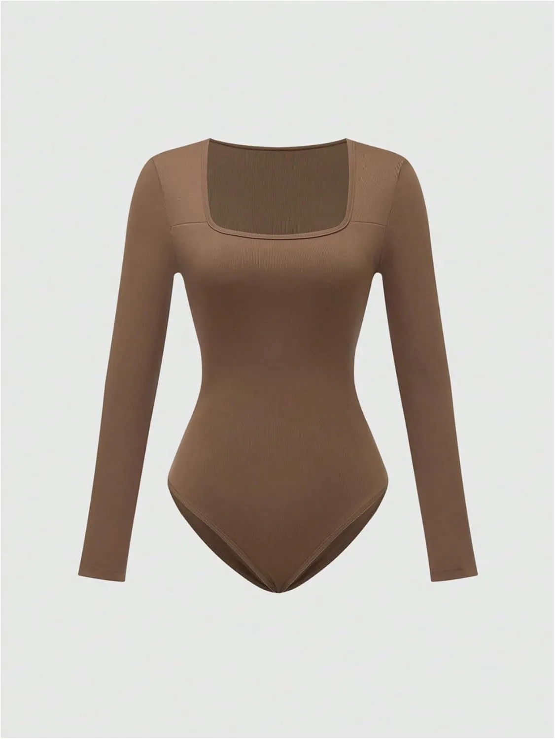 SOLY HUX Women's 3 Piece Bodysuit Square Neck Long Sleeve Ribbed Knit Bodysuits T Shirt Tops