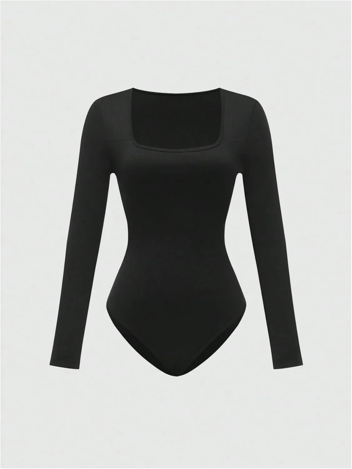 SOLY HUX Women's 3 Piece Bodysuit Square Neck Long Sleeve Ribbed Knit Bodysuits T Shirt Tops