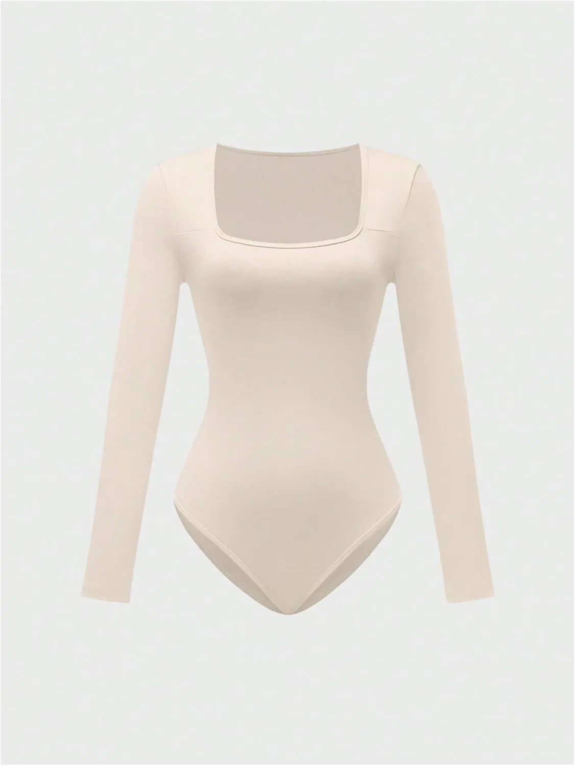 SOLY HUX Women's 3 Piece Bodysuit Square Neck Long Sleeve Ribbed Knit Bodysuits T Shirt Tops