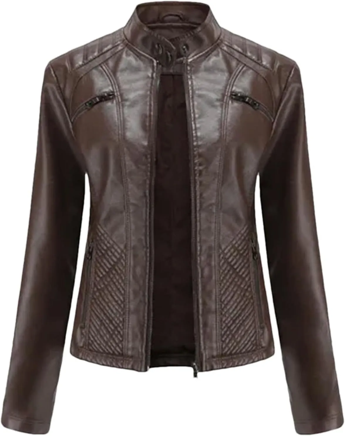 Spring Autumn Women Leather Jacket Moto Biker Zipper Jackets Red Black Apricot Coffee Coat Ladies Outerwear