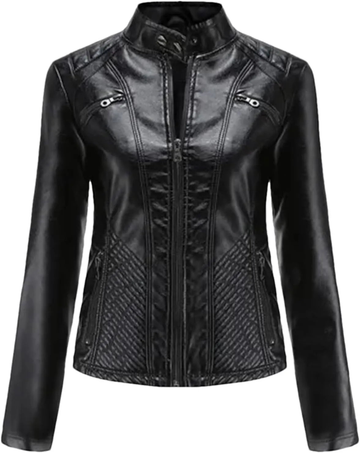 Spring Autumn Women Leather Jacket Moto Biker Zipper Jackets Red Black Apricot Coffee Coat Ladies Outerwear