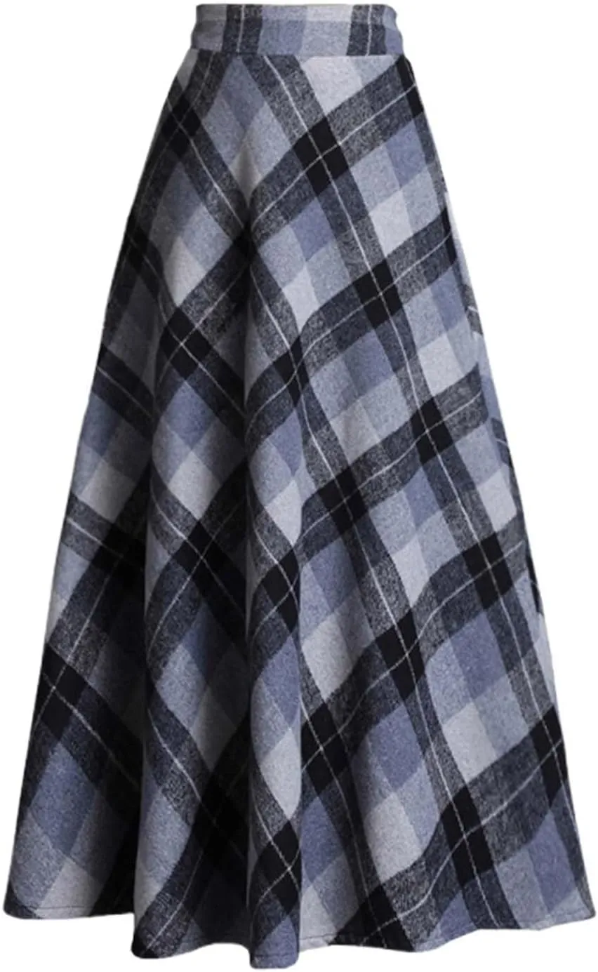 Spring Skirts for Women 2025 Trendy Plaid Pleated Fashion Stylish A-Line Long Skirts for Going Out Vacation Clothes