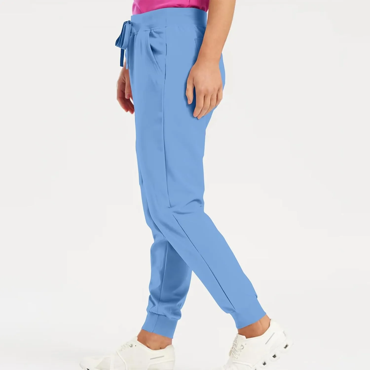 Stretch Scrubs for Women Pants High Waist Drawstring Joggers Yoga Pants Lightweight Pockets Cinch Bottom Lounge Pants