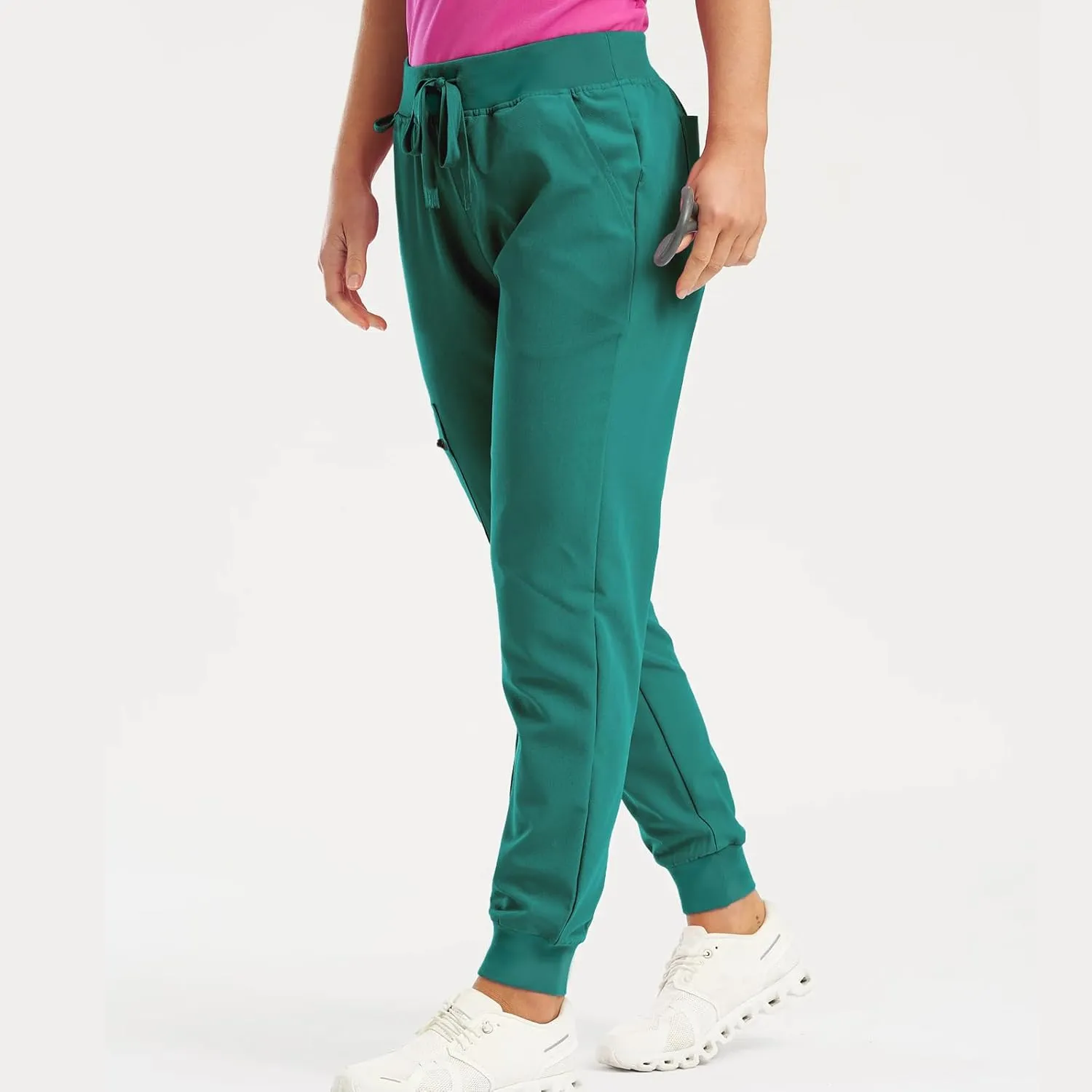 Stretch Scrubs for Women Pants High Waist Drawstring Joggers Yoga Pants Lightweight Pockets Cinch Bottom Lounge Pants