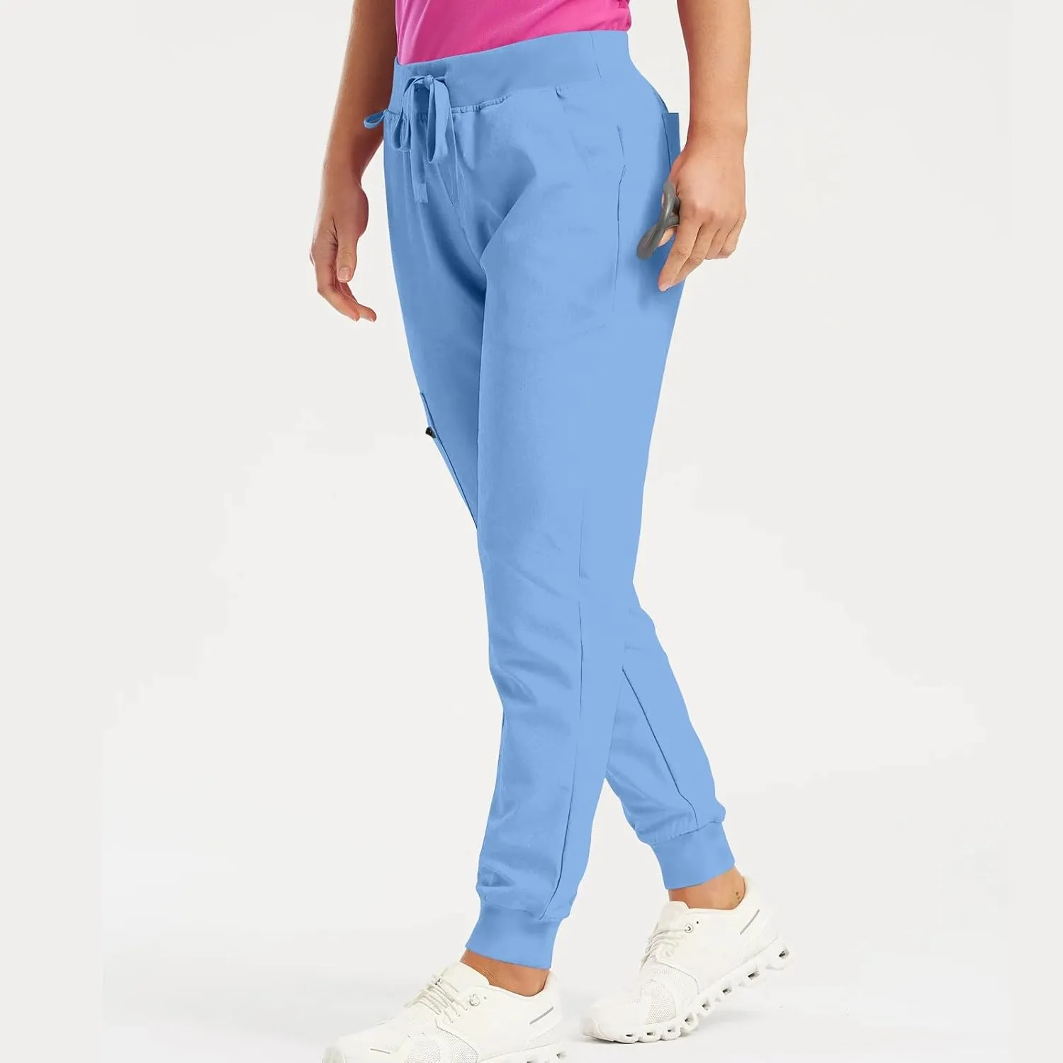 Stretch Scrubs for Women Pants High Waist Drawstring Joggers Yoga Pants Lightweight Pockets Cinch Bottom Lounge Pants