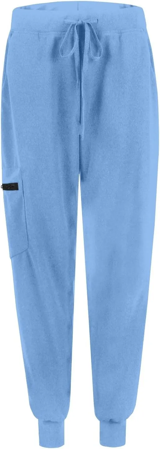 Stretch Scrubs for Women Pants High Waist Drawstring Joggers Yoga Pants Lightweight Pockets Cinch Bottom Lounge Pants