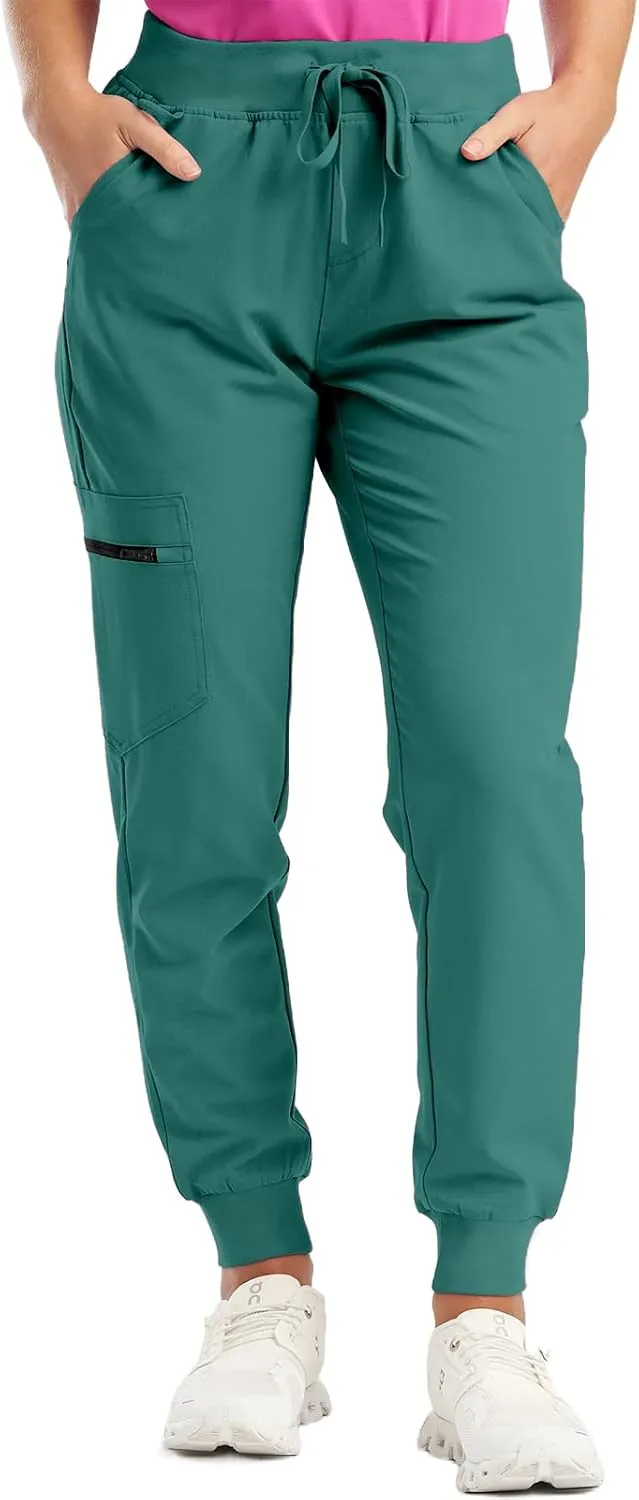 Stretch Scrubs for Women Pants High Waist Drawstring Joggers Yoga Pants Lightweight Pockets Cinch Bottom Lounge Pants
