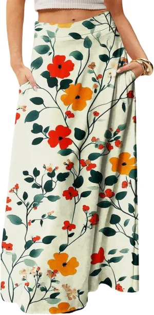 Summer Women's Skirts, Casual Vacation Elegantes Maxi Trendy Womens Skirts