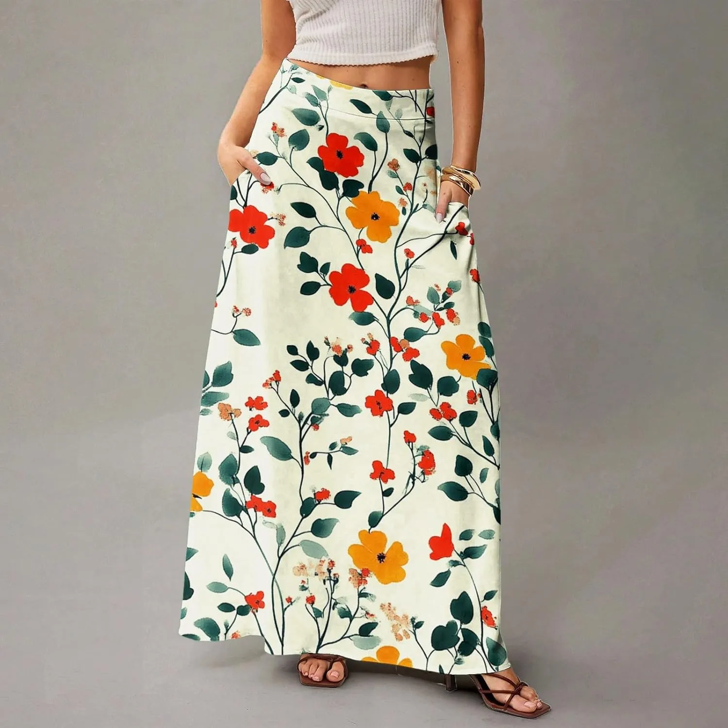Summer Women's Skirts, Casual Vacation Elegantes Maxi Trendy Womens Skirts