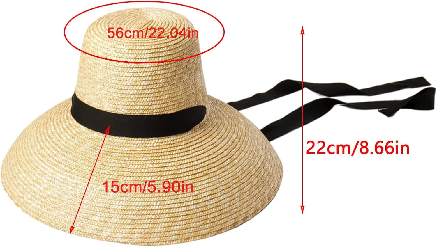 Sunshade Straw Hat with Chin Strap Hand-woven Elegant r Hat for Sun Hat Wide Brim Sunhat for Friend Gathering Parti