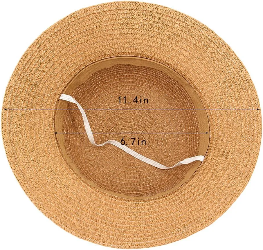 Surkat Girls Flower Straw Hat Large Brim Beachwear Sunhat Floral Tea Party Cap