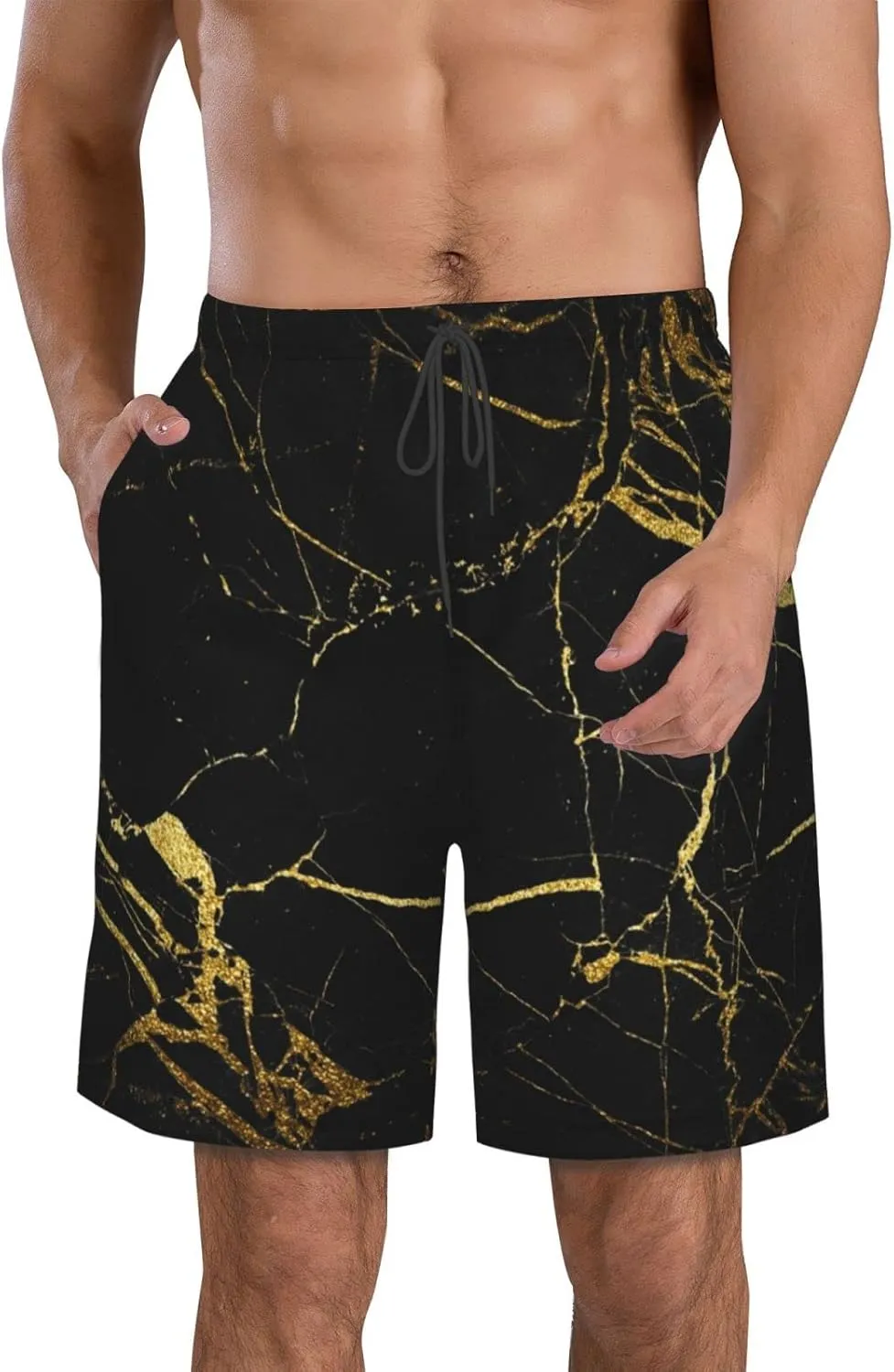 SWEET TANG Men's Soft Short Pants Breathable Beachwear Loose Shorts with Pockets