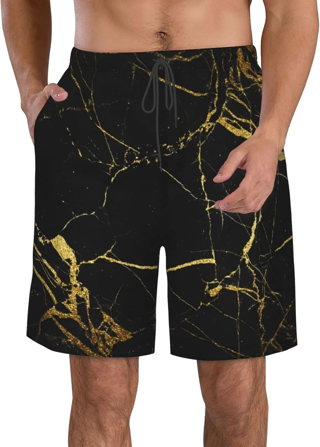 SWEET TANG Men's Soft Short Pants Breathable Beachwear Loose Shorts with Pockets