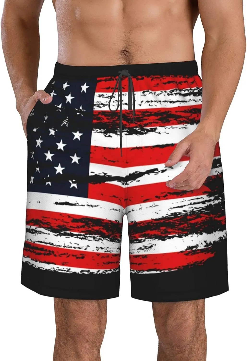 SWEET TANG Men's Soft Short Pants Breathable Beachwear Loose Shorts with Pockets