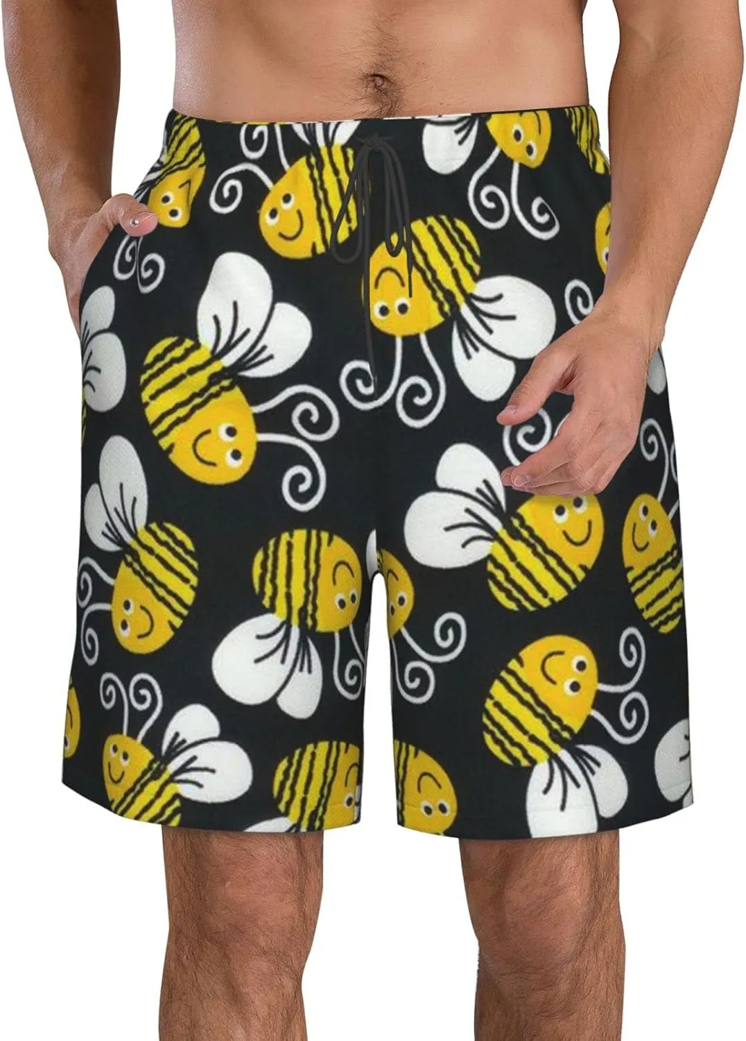 SWEET TANG Men's Soft Short Pants Breathable Beachwear Loose Shorts with Pockets