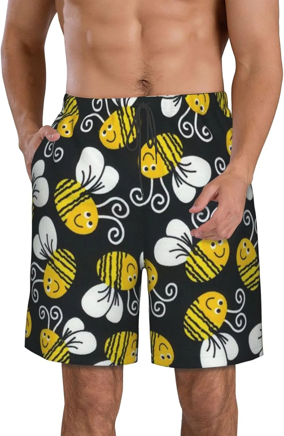 SWEET TANG Men's Soft Short Pants Breathable Beachwear Loose Shorts with Pockets