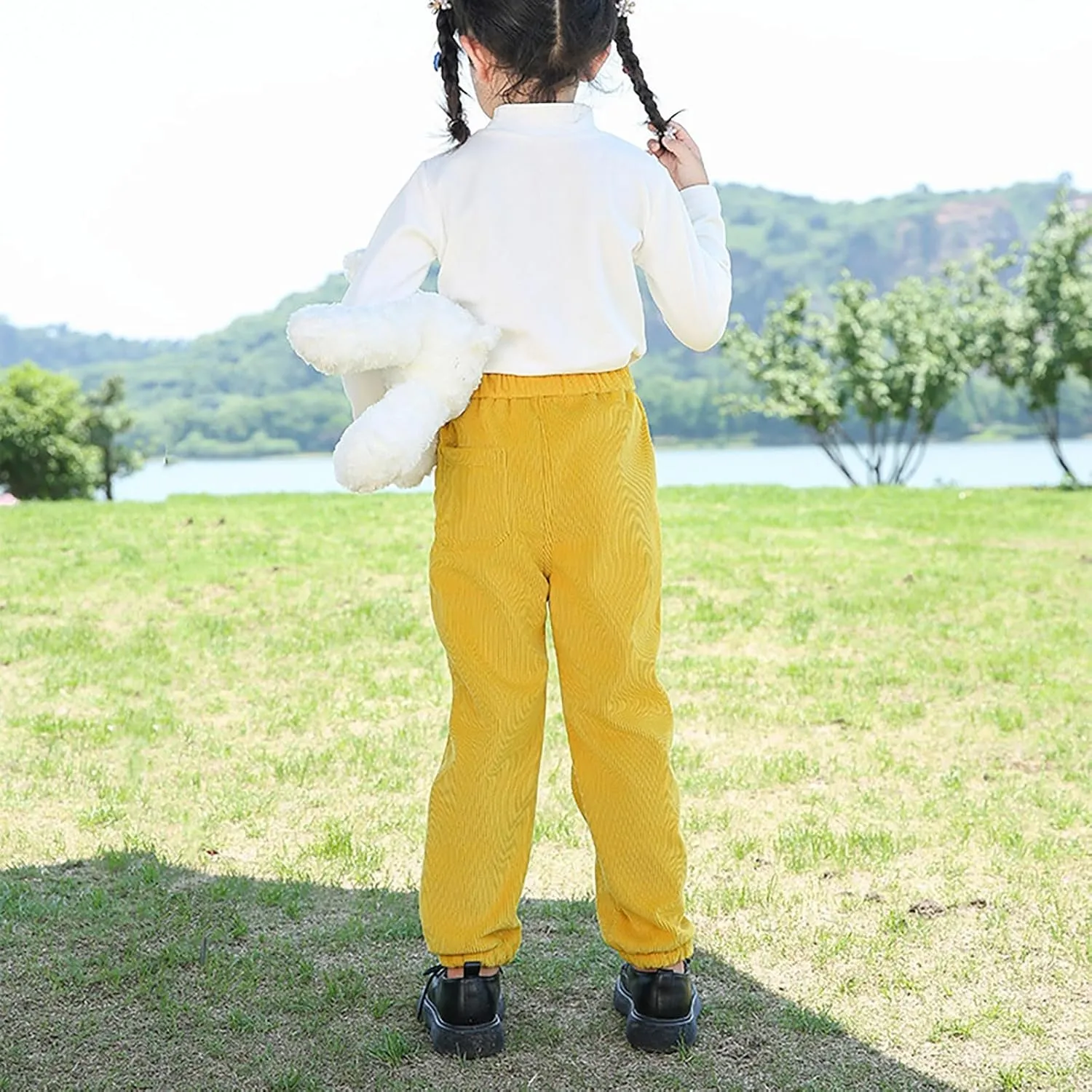 Toddler Boys Girls Kids Corduroy Sweatpants Unisex Elastic Waist Jogger Pants Solid Fall Winter Active Pants Bottoms