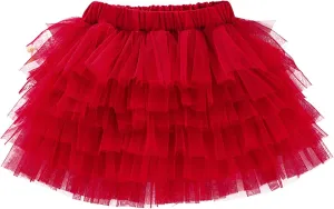 Toddler Girls Ruffle Puffy Skirts Tiered Mesh Tutus Cute Princess Skirt Solid Fluffy Tutu Half Dress for Party Dance