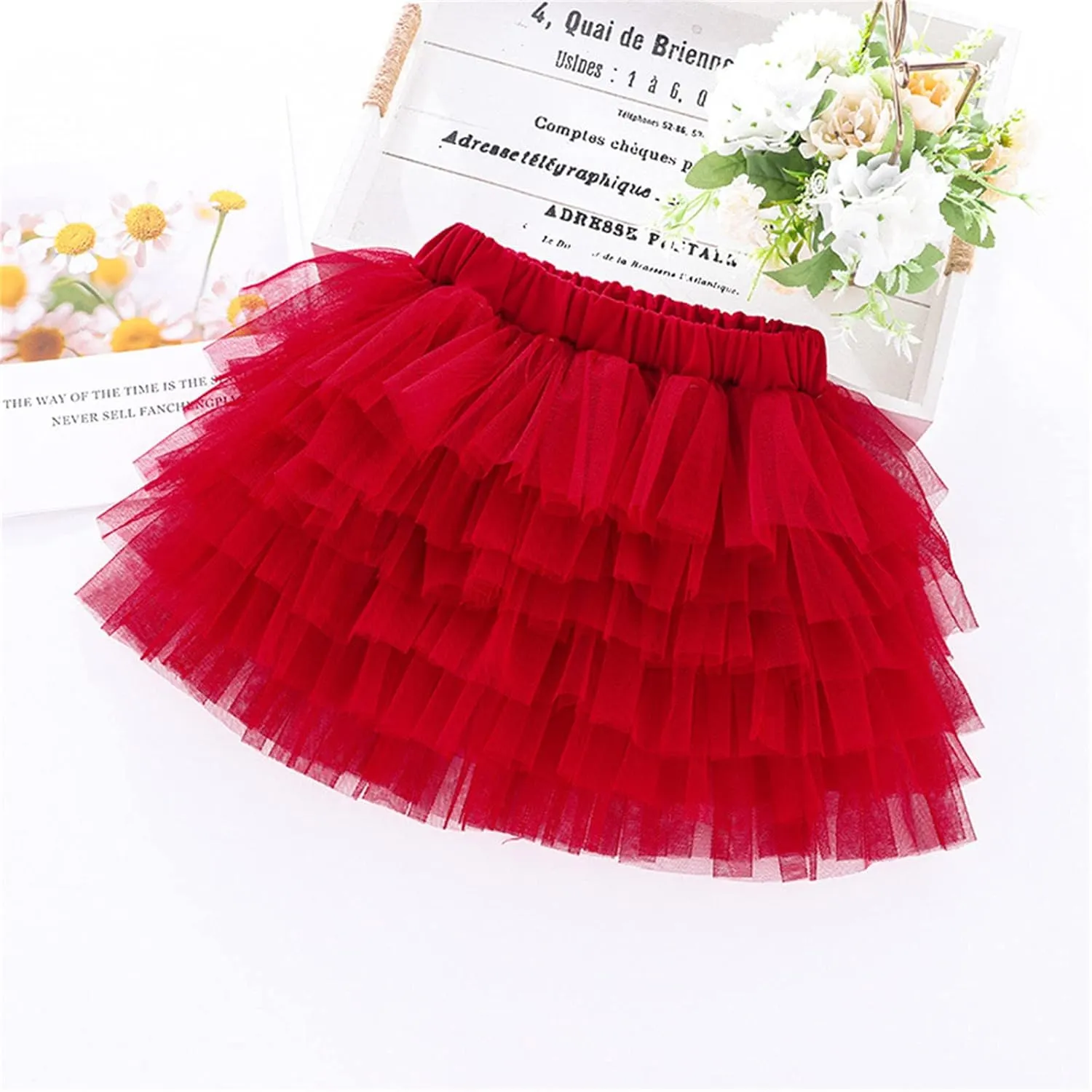 Toddler Girls Ruffle Puffy Skirts Tiered Mesh Tutus Cute Princess Skirt Solid Fluffy Tutu Half Dress for Party Dance