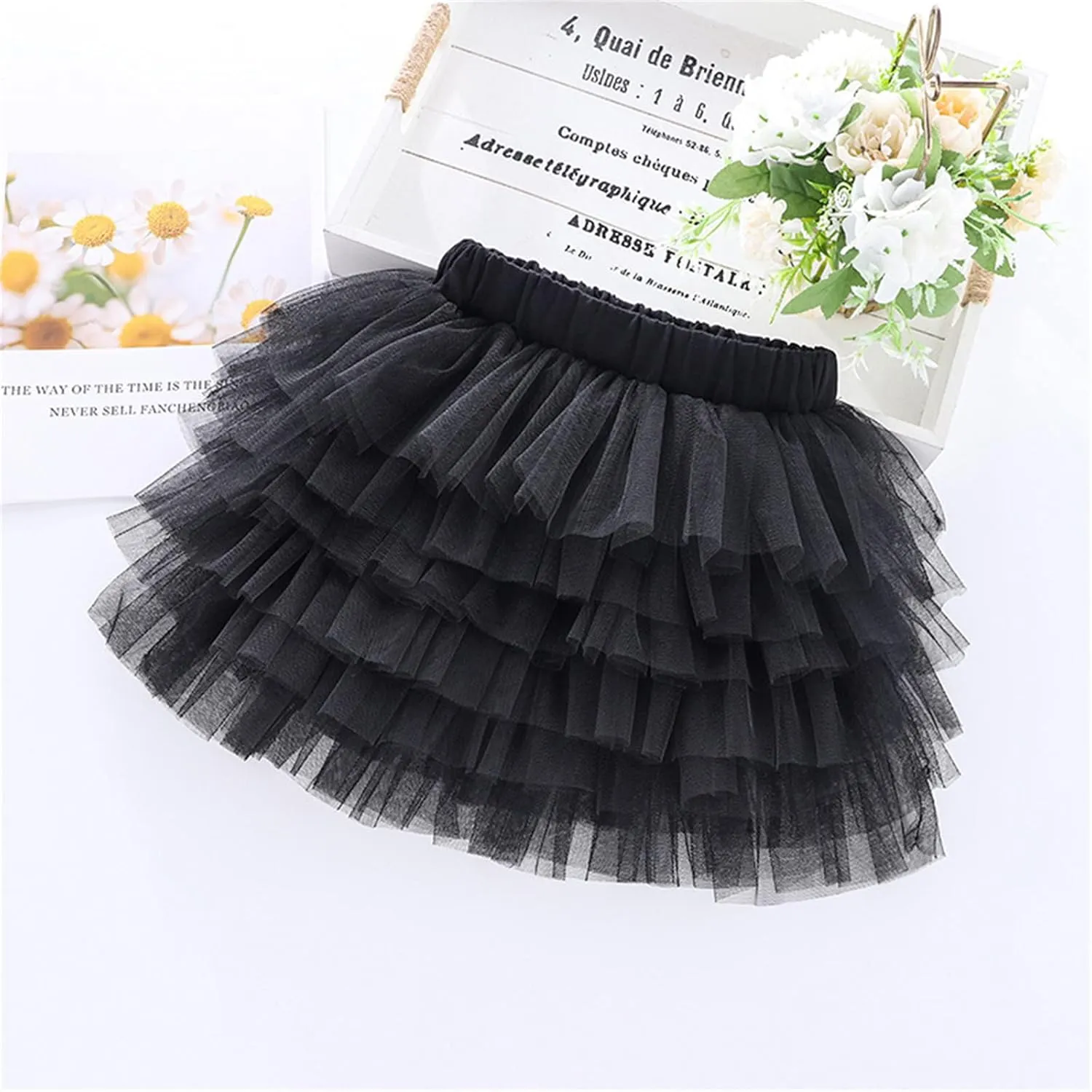 Toddler Girls Ruffle Puffy Skirts Tiered Mesh Tutus Cute Princess Skirt Solid Fluffy Tutu Half Dress for Party Dance