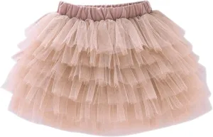 Toddler Girls Ruffle Puffy Skirts Tiered Mesh Tutus Cute Princess Skirt Solid Fluffy Tutu Half Dress for Party Dance