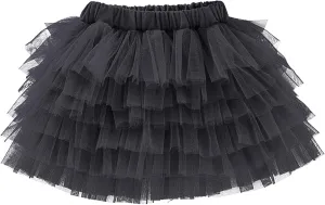 Toddler Girls Ruffle Puffy Skirts Tiered Mesh Tutus Cute Princess Skirt Solid Fluffy Tutu Half Dress for Party Dance