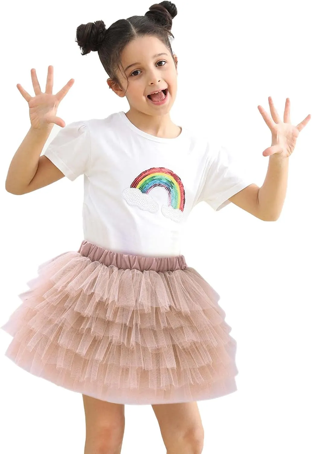 Toddler Girls Ruffle Puffy Skirts Tiered Mesh Tutus Cute Princess Skirt Solid Fluffy Tutu Half Dress for Party Dance