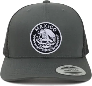 Trendy Apparel Shop Circular Mexico Patch 6 Panel Trucker Mesh Cap