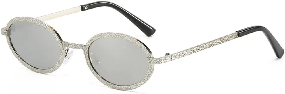 Trendy Oval Metal Frame Sunglasses Hip Hop Luxury Metal Frame Sun Glasses Outdoor Travel Shades Unisex UV400