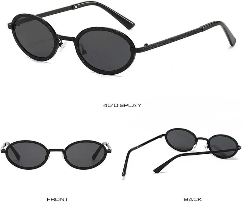Trendy Oval Metal Frame Sunglasses Hip Hop Luxury Metal Frame Sun Glasses Outdoor Travel Shades Unisex UV400