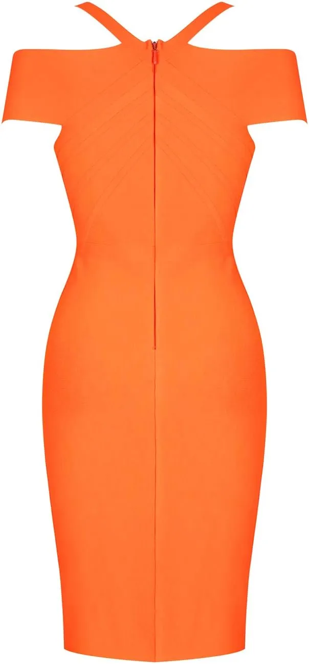 UONBOX Women's Strap Sexy V Neck Bodycon Clubwear Party Bandage Dress