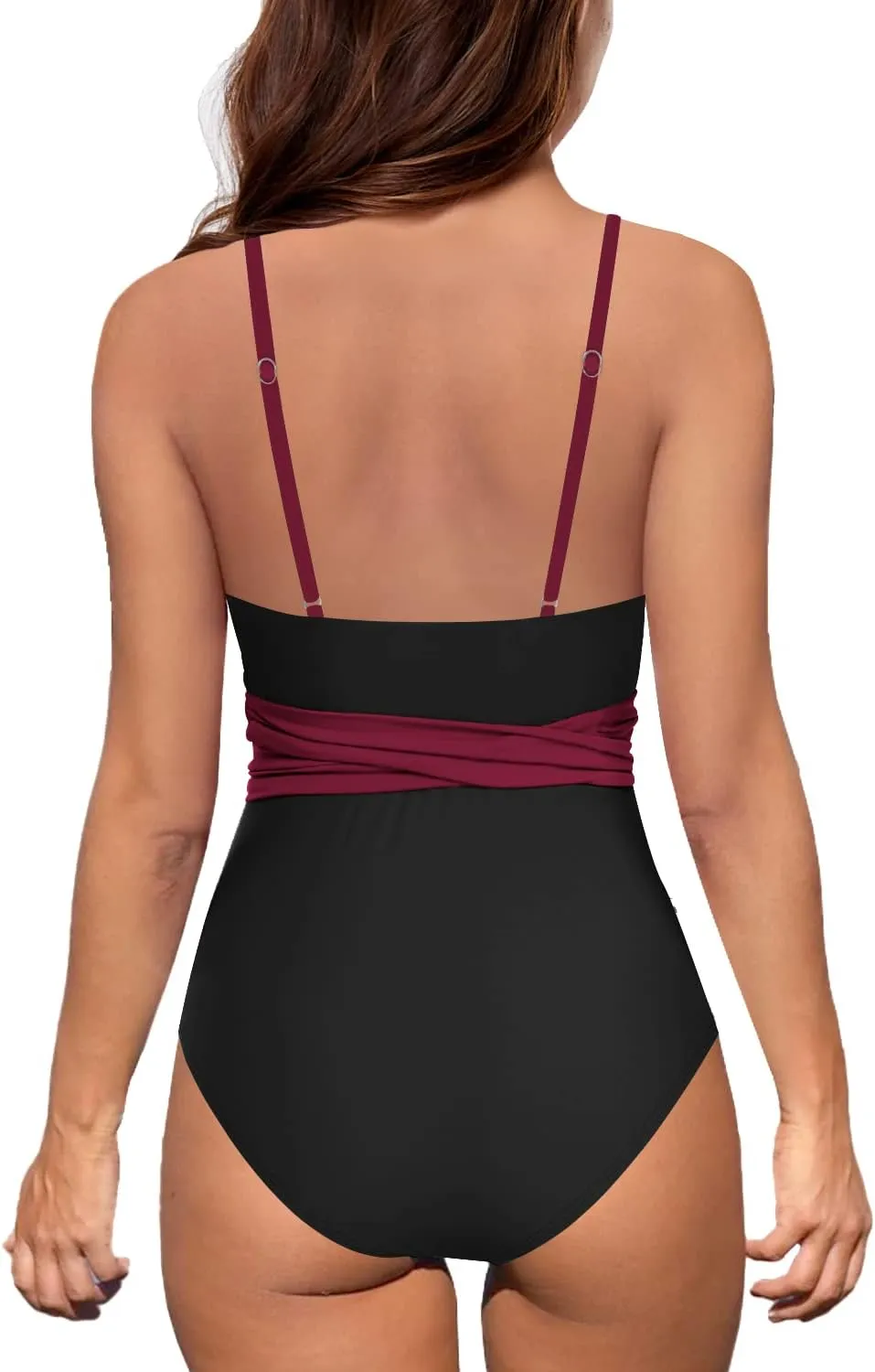 Upopby Women's Sexy One Piece Swimsuits Cut Out Monokini V Neck Wrap Criss Cross Swimwear High Waisted Bathing Suits