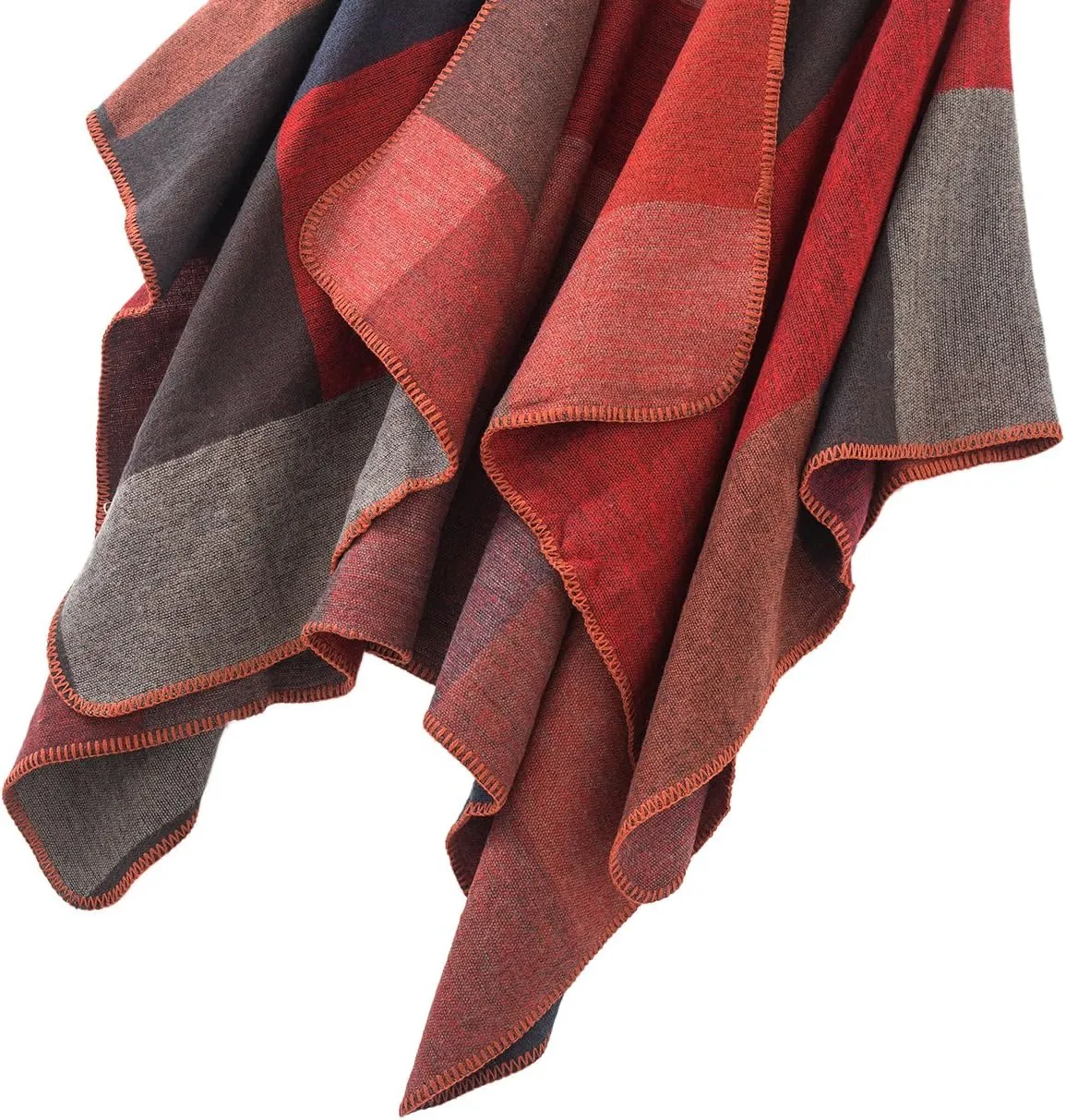 Urban CoCo Women's Color Block Shawl Wrap Open Front Poncho Cape