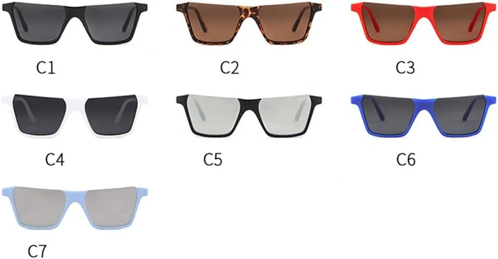 Vintage Half Frame Sunglasses Women Flat Top Mirror Men Sun Glasses Shades