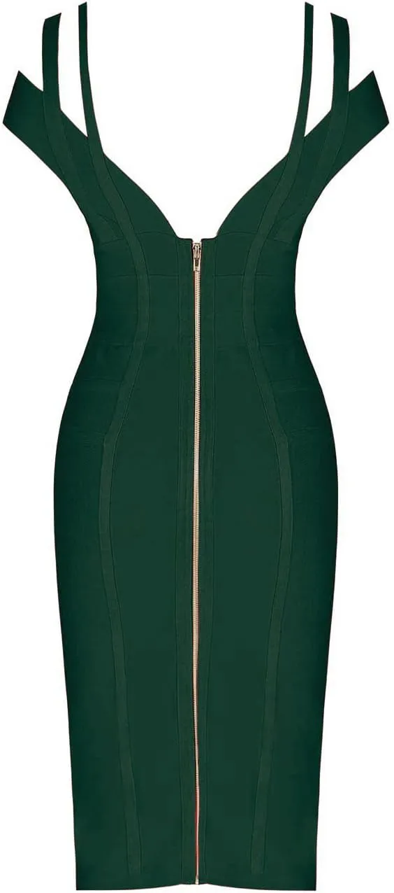 Whoinshop Women's Rayon Sexy V Neck Bodycon Clubwear Party Bandage Dress