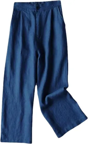 Wide Leg Pants Women Solid Color Stretch Sweatpants Straight Leg Trousers Elastic Waist Fall Bottoms for Women